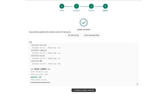 HS Code &amp; Origin Bulk Editor screenshot