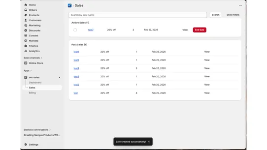Set Sales screenshot