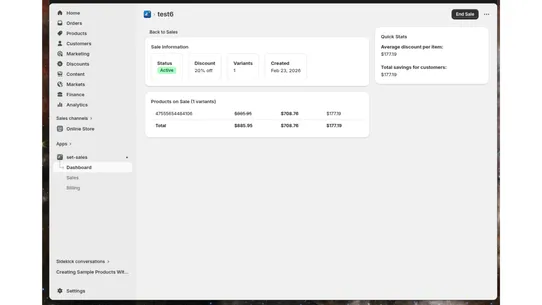 Set Sales screenshot