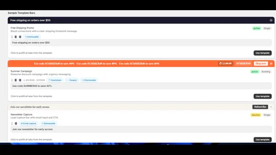 PulseBar Announcement Bars screenshot