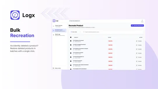 Logx: Product Version &amp; Revert screenshot