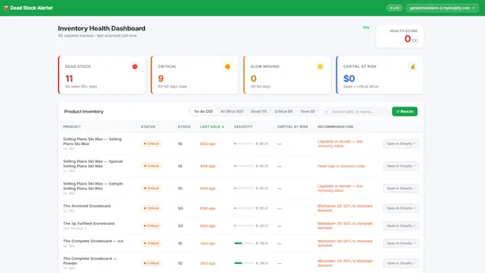 Dead Stock Alerter — Aging screenshot