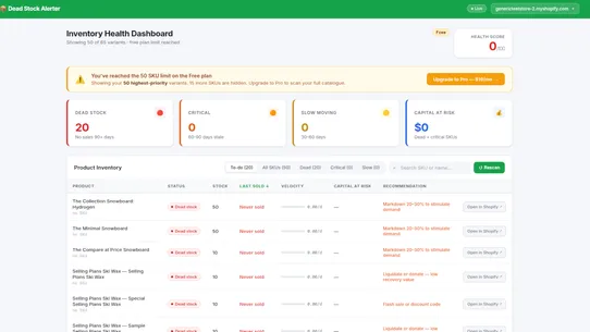 Dead Stock Alerter — Aging screenshot