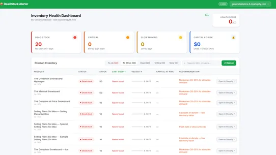 Dead Stock Alerter — Aging screenshot
