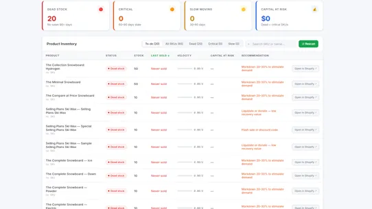 Dead Stock Alerter — Aging screenshot