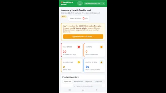 Dead Stock Alerter — Aging screenshot