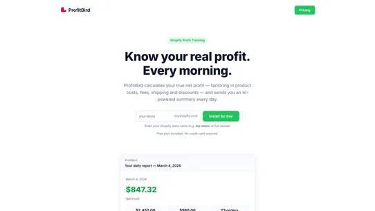 ProfitBird screenshot