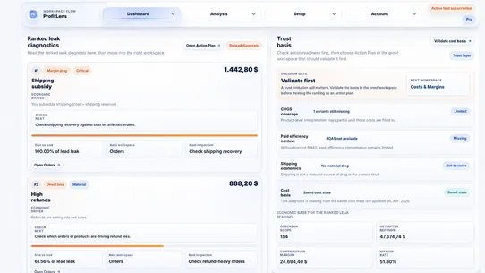 ProfitLens Analytics screenshot