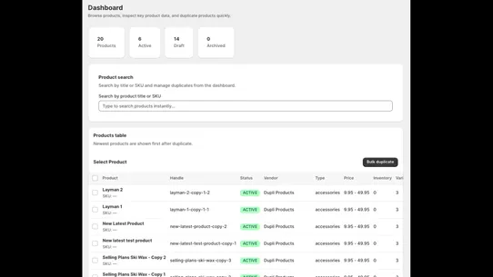 Dupli Products screenshot