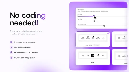 Quizell Navigation Menu Search screenshot