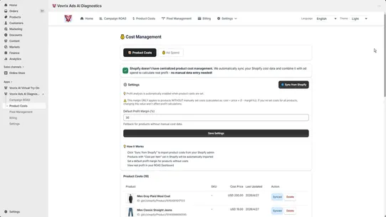 Vovrix Ads AI Diagnostics screenshot