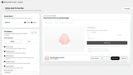 Sticky Add To Cart ‑ CartLift screenshot