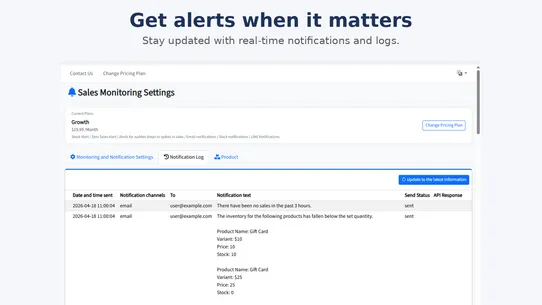 Stock &amp; Sales Alerts screenshot