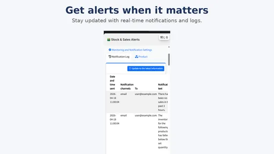 Stock &amp; Sales Alerts screenshot