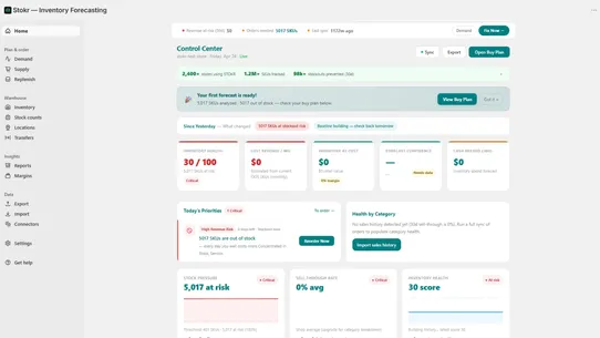 Stokr — Inventory Forecasting screenshot