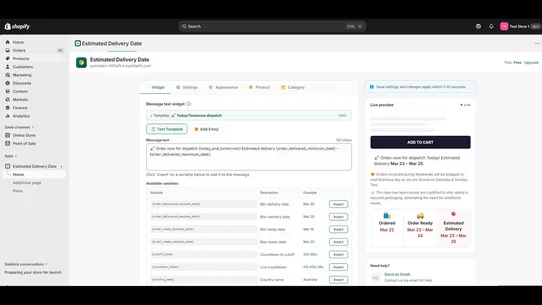 Estimated Delivery Date ‑ ETAs screenshot
