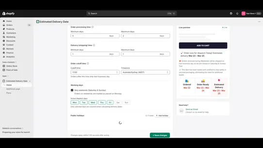 Estimated Delivery Date ‑ ETAs screenshot