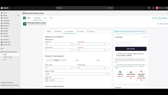 Estimated Delivery Date ‑ ETAs screenshot