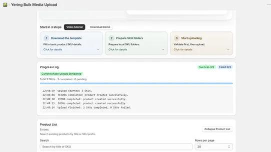 Yering Bulk Media Upload screenshot