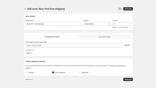 Kleidi Shipping Zones screenshot