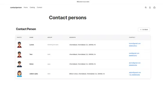 Contact Person screenshot