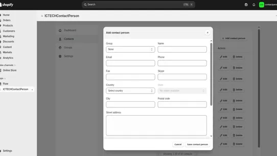 Contact Person screenshot