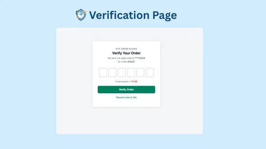 OTP Guard ‑ Order Confirmation screenshot