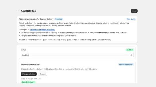 EZYCOD : Fees &amp; Pincode Rule screenshot