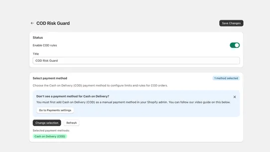 EZYCOD : Fees &amp; Pincode Rule screenshot