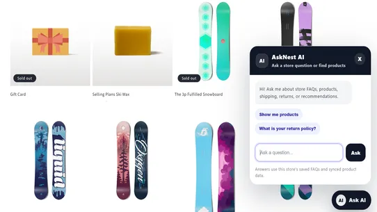 AskNest AI FAQ &amp; Product Bot screenshot