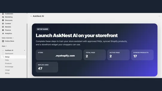 AskNest AI FAQ &amp; Product Bot screenshot