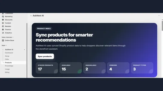AskNest AI FAQ &amp; Product Bot screenshot