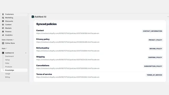 AskNest AI FAQ &amp; Product Bot screenshot