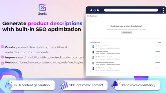 Genix AI Product Description screenshot