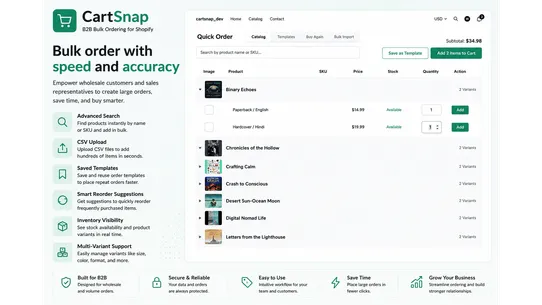 CartSnap ‑ B2B Bulk Order screenshot