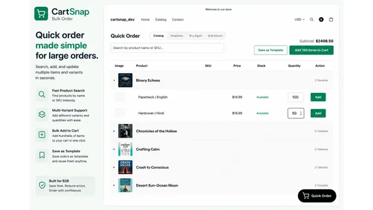 CartSnap ‑ B2B Bulk Order screenshot