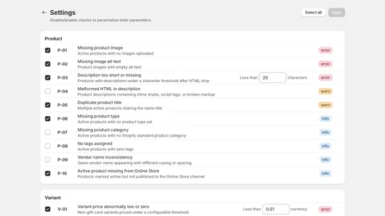 ShopLint screenshot