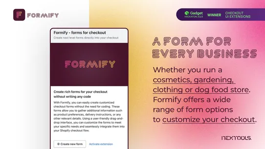 Formify: custom checkout forms screenshot