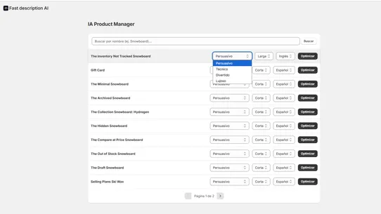 Fast AI Product Descriptions screenshot