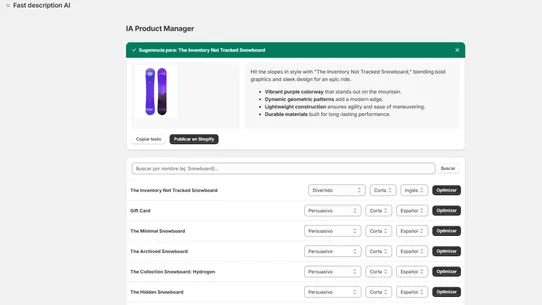 Fast AI Product Descriptions screenshot