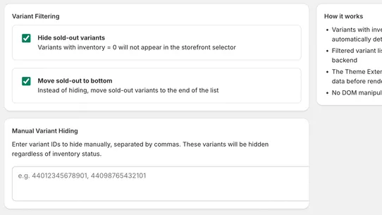 Hide Variants PRO screenshot