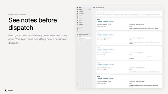 Jelonyx Delivery Instructions screenshot
