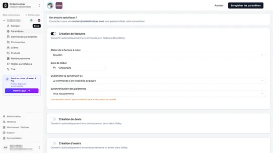 Odoo facturation électronique screenshot