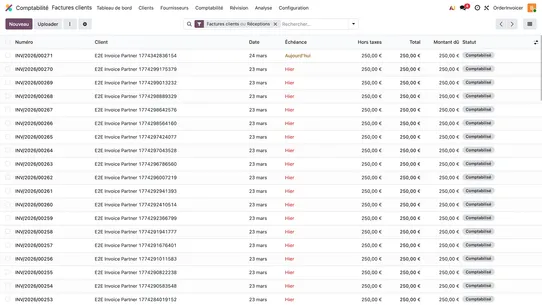 Odoo facturation électronique screenshot