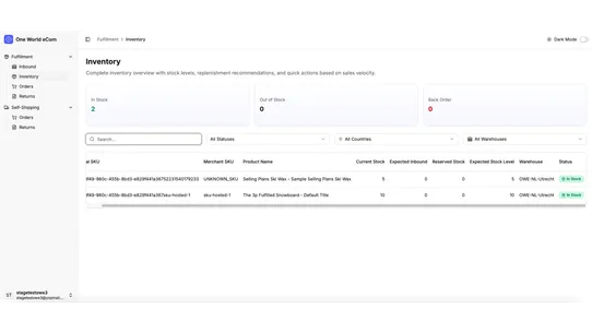 One World eCom screenshot