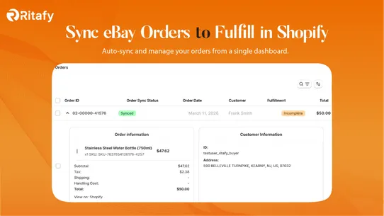 Ritafy eBay Integration screenshot
