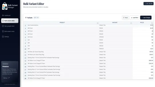 Bulk Variant editor ‑ Pinakkaa screenshot