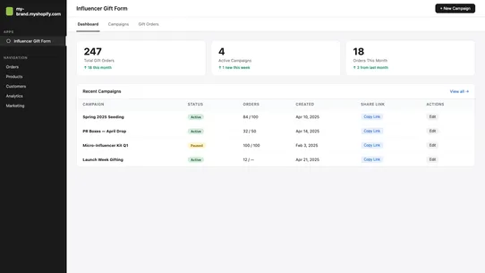 Influencermaxx Gift Form screenshot