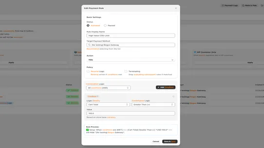 Native Checkout: Logic &amp; Rules screenshot