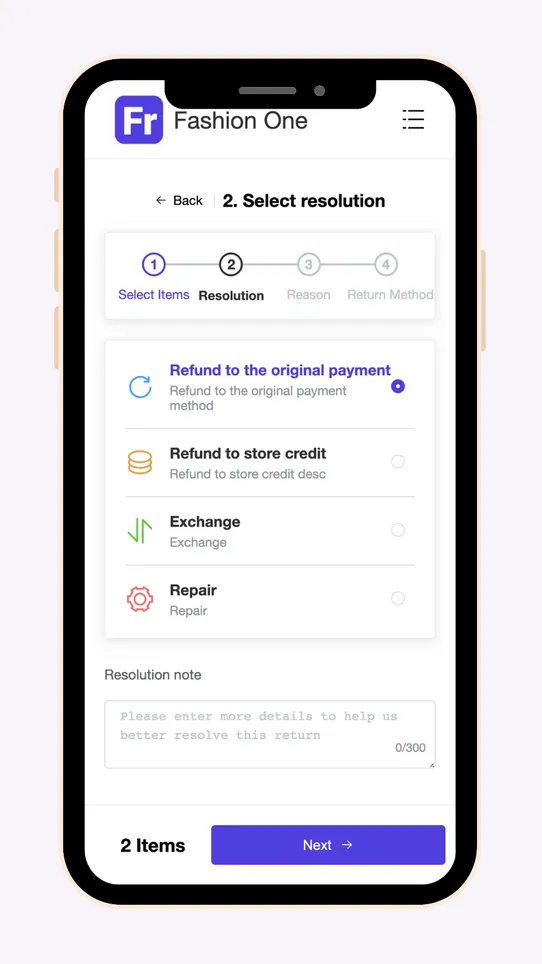 FlexReturn Return Center screenshot